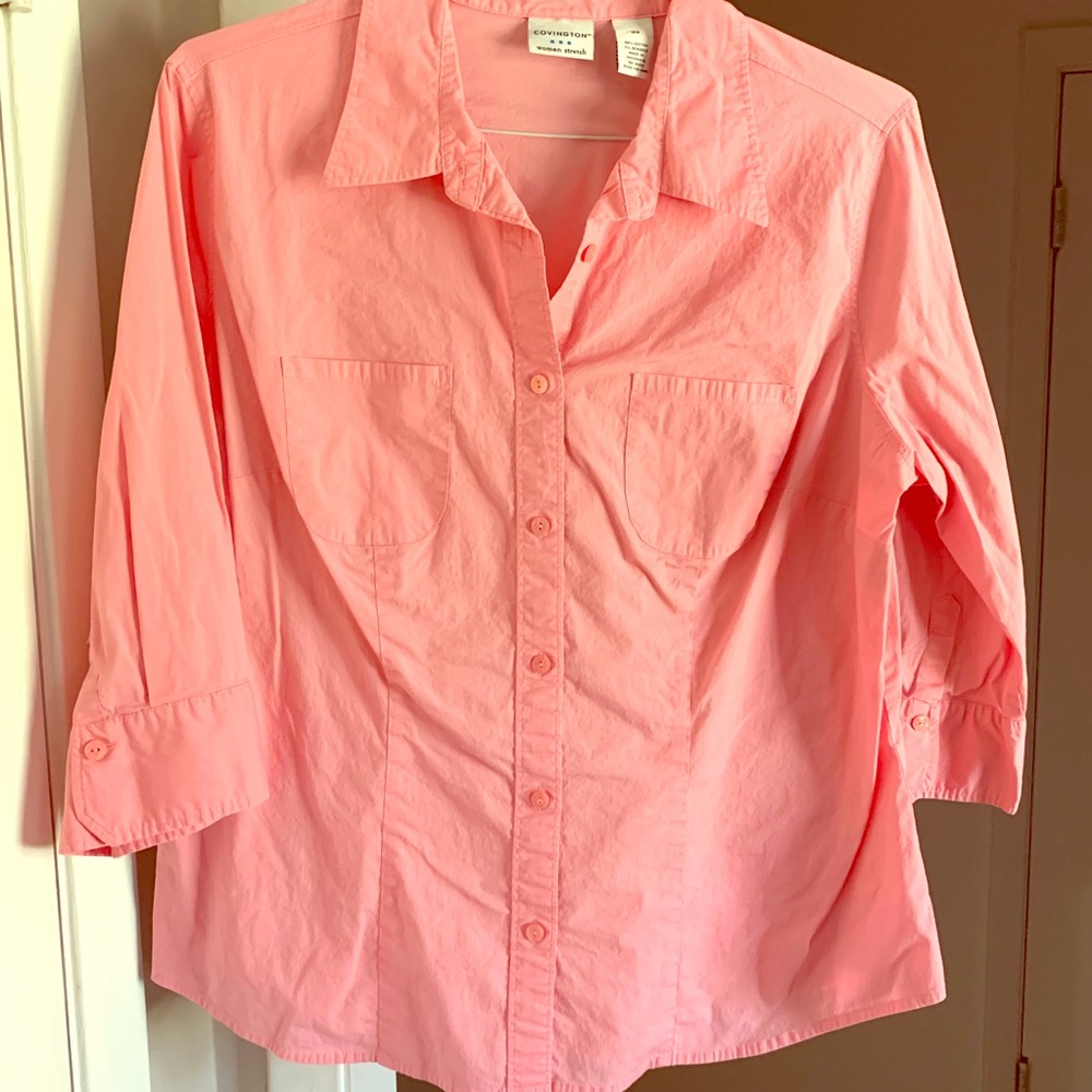 Pink button up blouse
